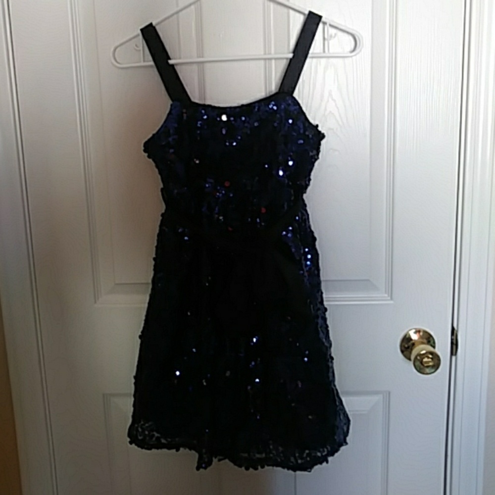 Blue and black sequin dress